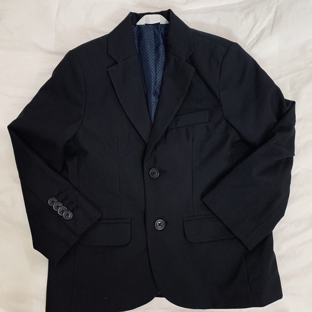 Cat & Jack Boys Black 2-Button Blazer Suit Jacket Size 4 Wedding Church Preppy